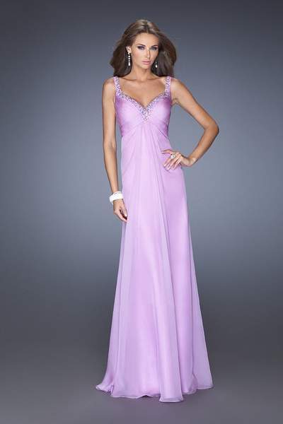 La Femme Sleeveless Crystal-Trimmed Gown 19647 In Purple
