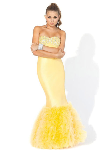 Blush by Alexia Designs - 9300 Radiant Sweetheart Tulle Mermaid Gown Special Occasion Dress 0 / Yellow