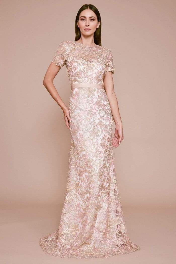 Tadashi Shoji - Caresse Semi-Fitted Gown Evening Dresses