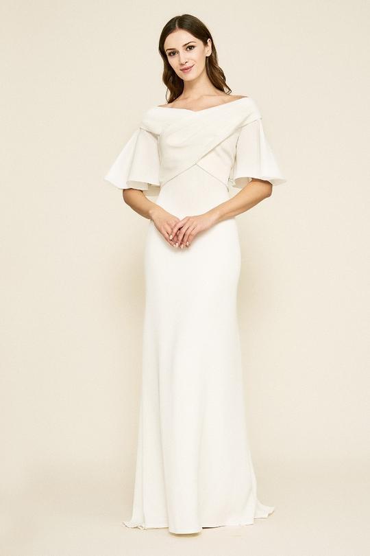 Tadashi Shoji - Hayworth Cross-Front Crepe Gown In White