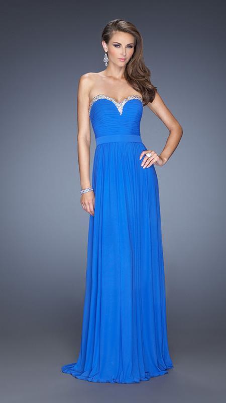 La Femme - 20048 Elegant Sweetheart Jersey Gown in Blue
