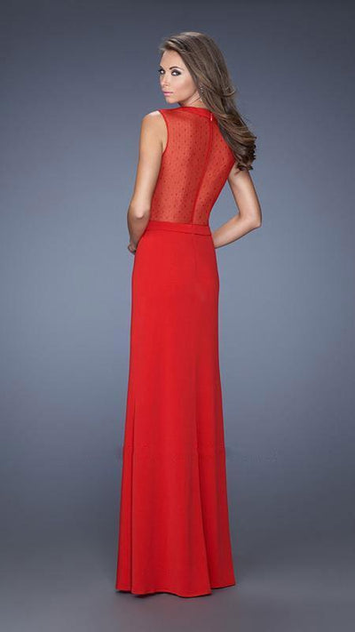 La Femme - Beautiful Hourglass Illusion Evening Dress 20049 In Red