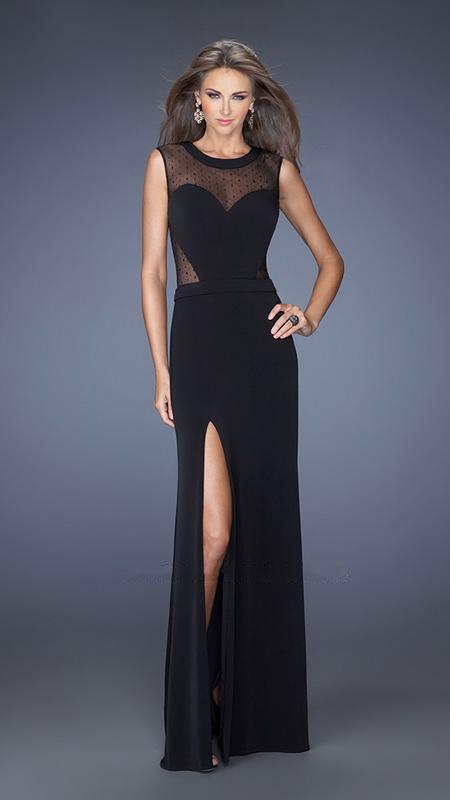 La Femme - Beautiful Hourglass Illusion Evening Dress 20049 In Black