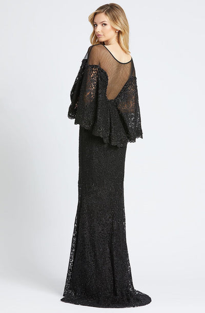 Mac Duggal - 20072D Illusion Lace Overlay Cape Gown In Black