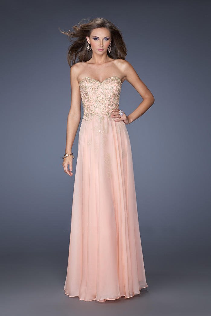 La Femme - Adorned Strapless Open Back Sweetheart Dress 20114