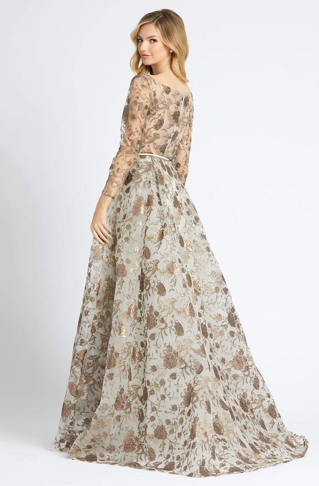 Mac Duggal Couture - 20123D Embossed Bateau A-Line Evening Gown Mother of the Bride Dresses