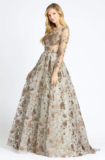 Mac Duggal Couture - 20123D Embossed Bateau A-Line Evening Gown Mother of the Bride Dresses 4 / Antique Bronze
