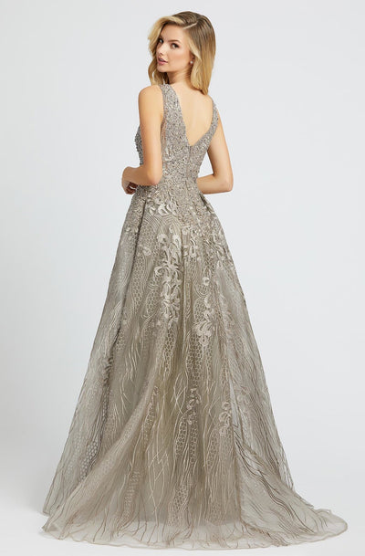 Mac Duggal Evening - 20155D Bead Embellished Gown with Overskirt In Gray