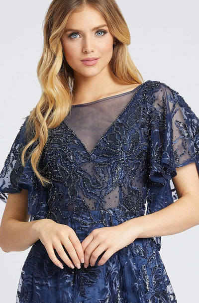 Mac Duggal Evening - 20182D Embellished V-neck A-line Gown In Blue