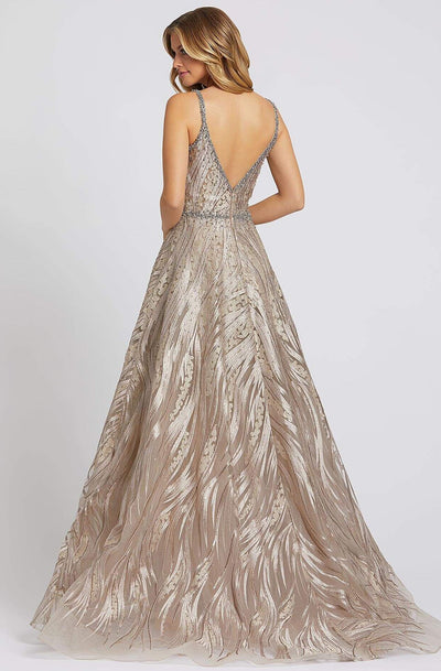 Mac Duggal Evening - 20185D Embellished Deep V-neck A-line Gown In Brown