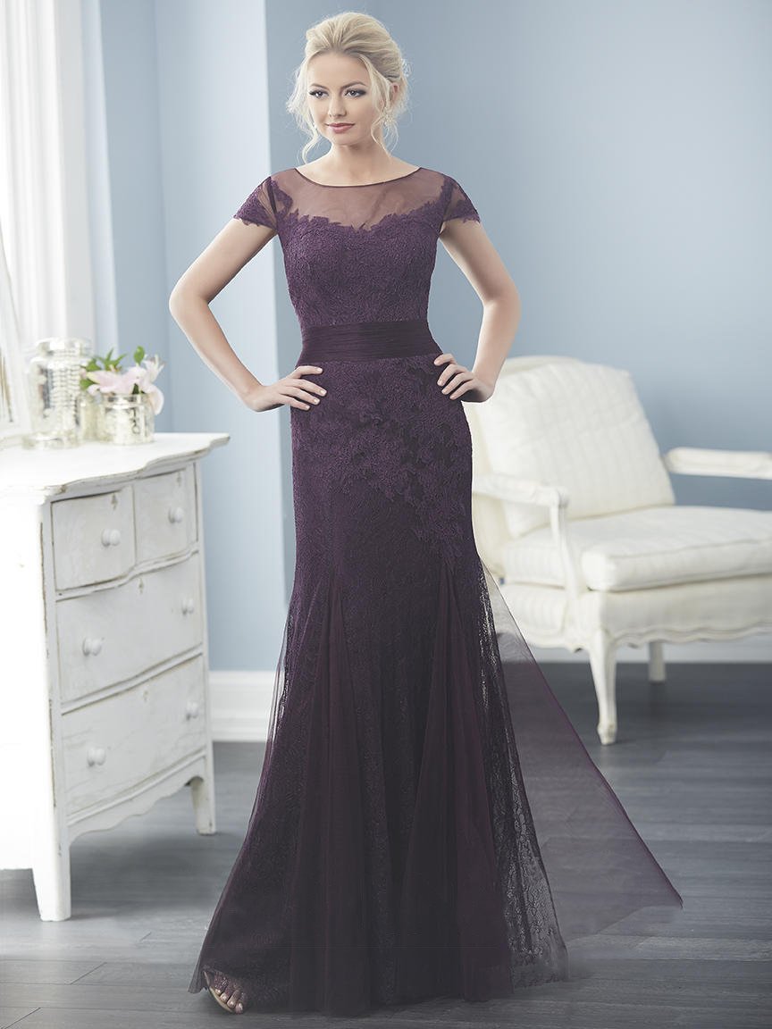 Christina Wu Elegance - 20233 Lace Illusion Bateau Tulle Trumpet Dress in Purple