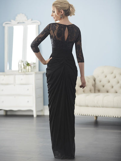 Christina Wu Elegance - 20236 Lace Quarter Length Sleeve Chiffon Gown in Black
