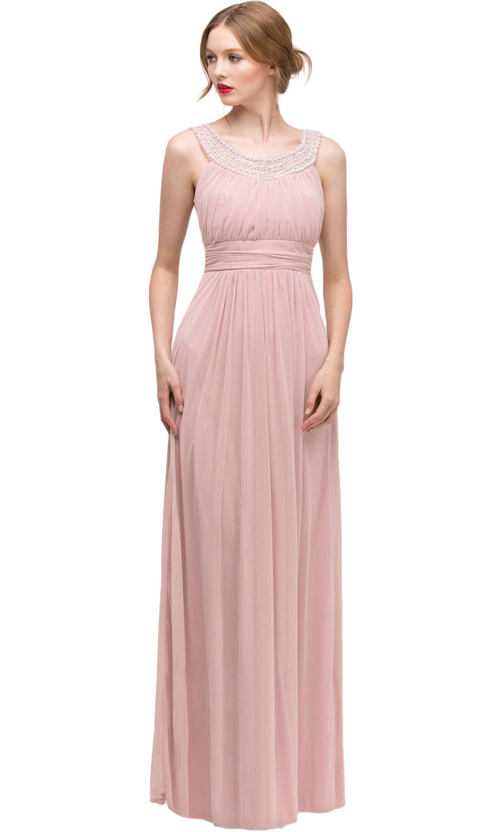 Eureka Fashion - 2027SC Ruched Simple and Flowy Scoop Dress In Pink