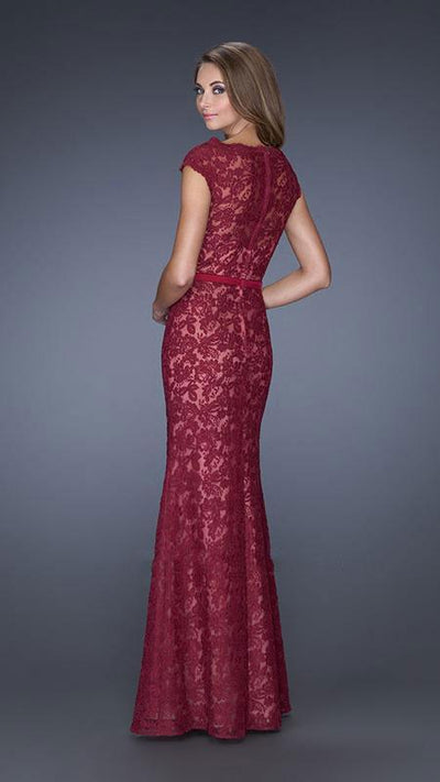 La Femme - Elegant Lace Long Evening Dress 20503 In Red