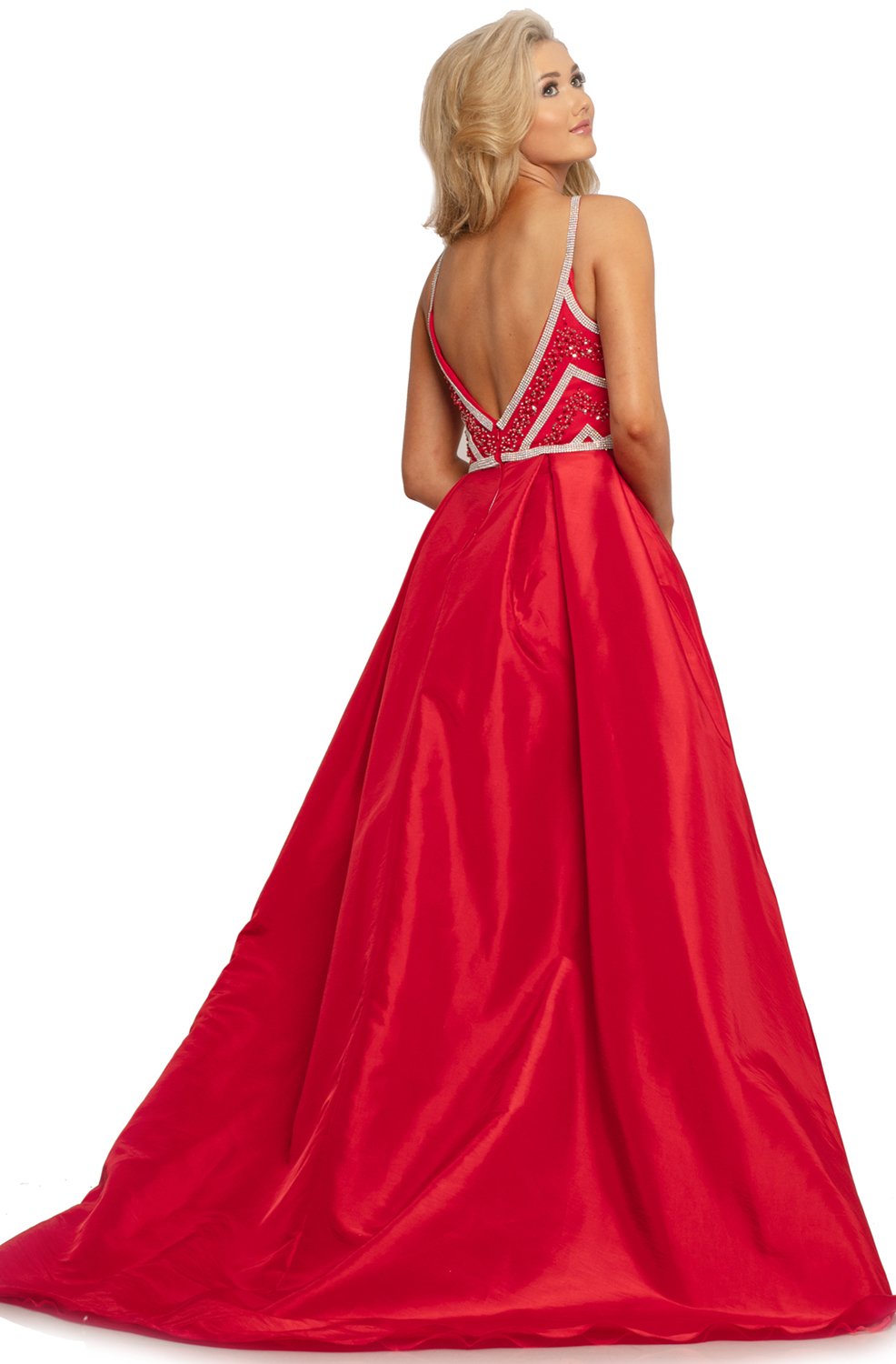 Johnathan Kayne - 2052 Embellished Dress with Ballgown Overskirt In Red