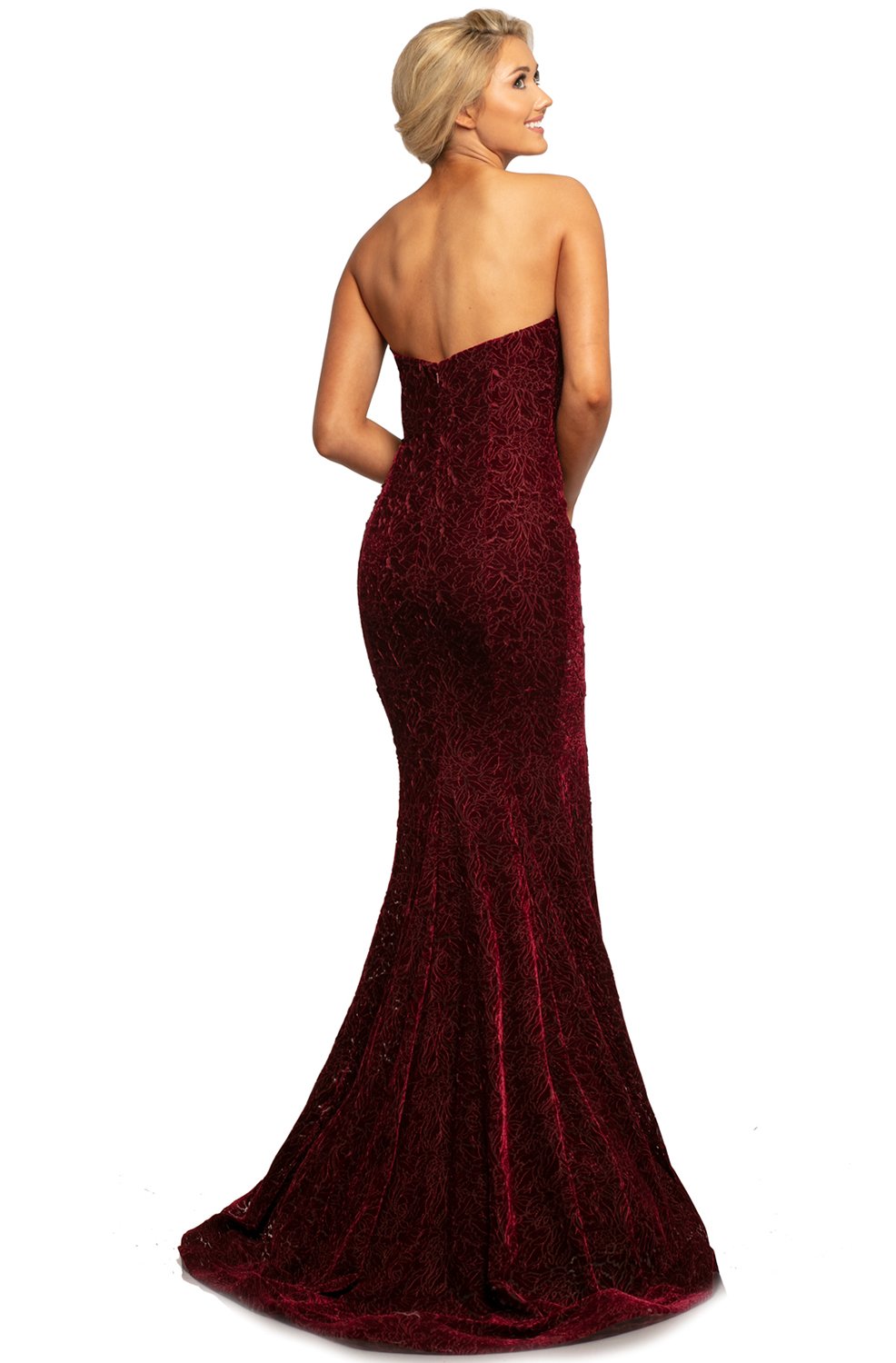 Johnathan Kayne - 2086 Lace Deep Sweetheart Trumpet Dress In Red