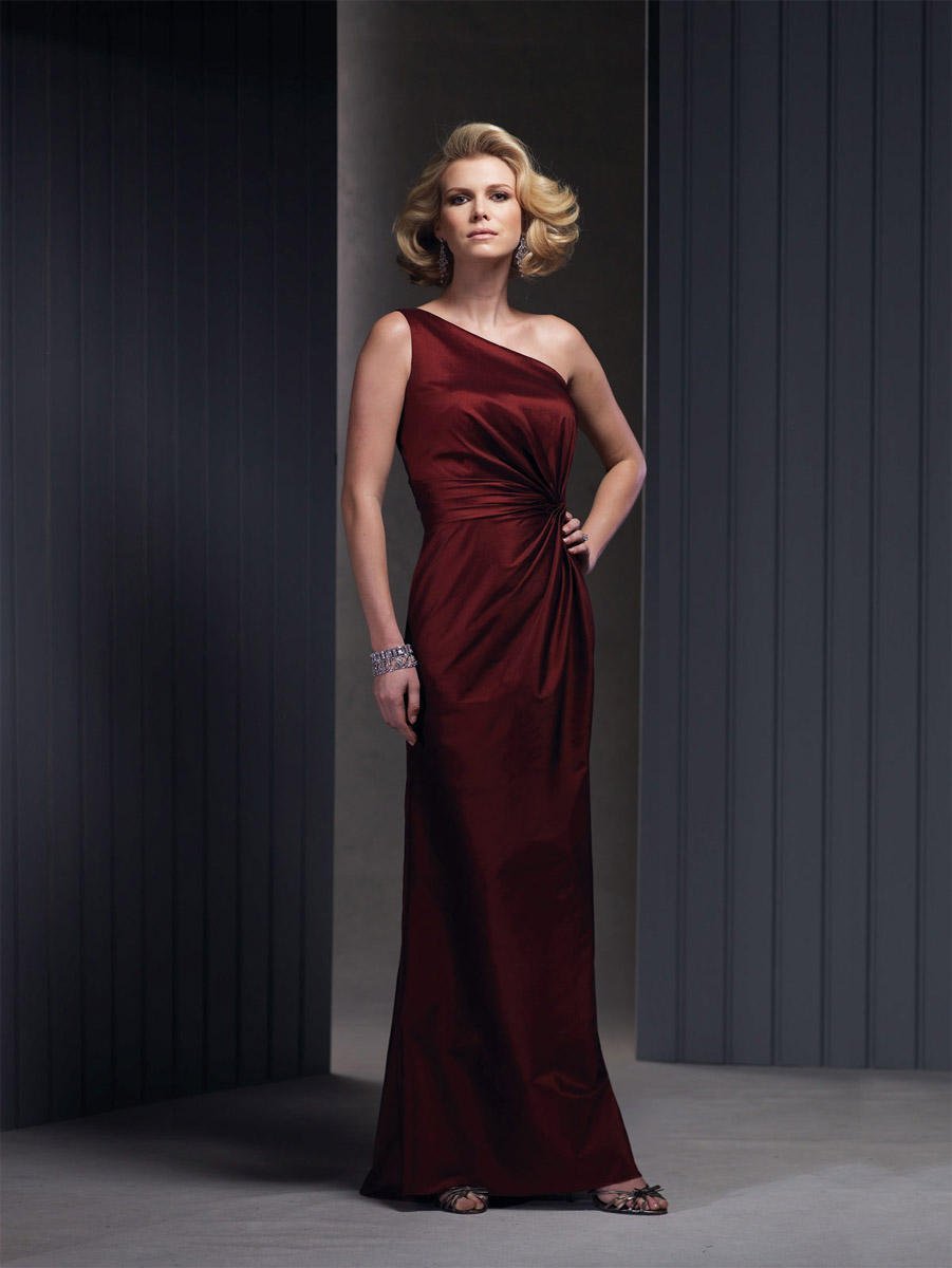 Cameron Blake by Mon Cheri - 210656 One Shoulder Stretch Taffeta Gown In Red