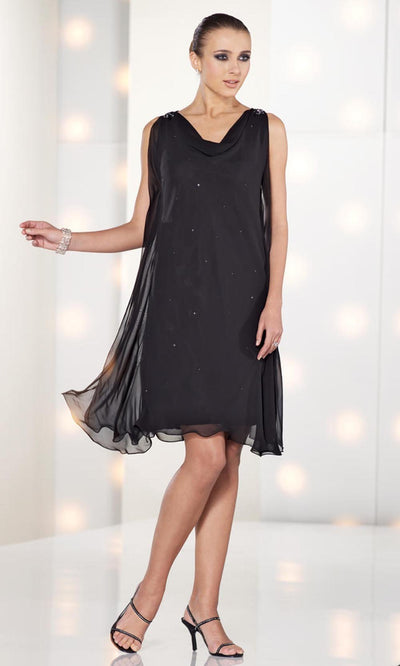 Social Occasions by Mon Cheri - 212829 Cowl A-Line Cocktail Dress In Black
