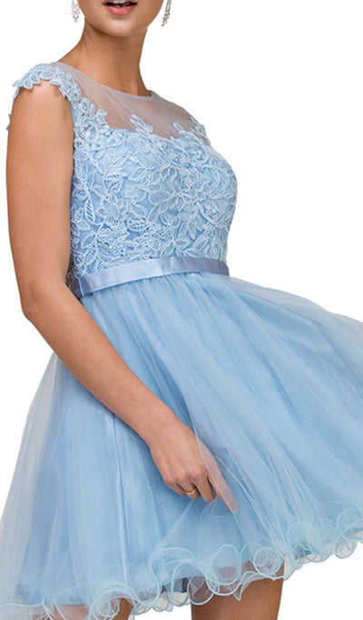 Dancing Queen -2153SC Lace Bodice Fit and Flare Cocktail Dress