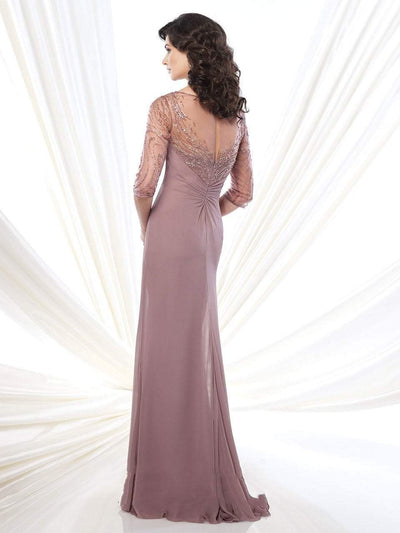 Mon Cheri - 215919SC Knotted Embellished Sheath Evening Gown