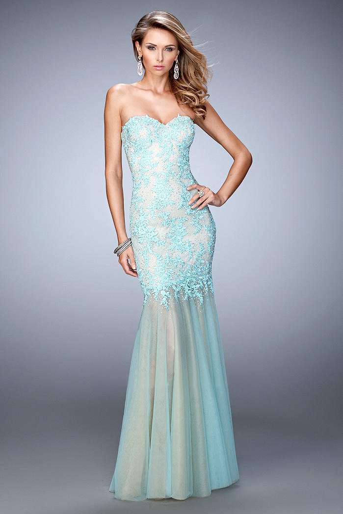 La Femme - 21604 Lace Sweetheart Mermaid Dress In Green
