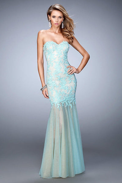 La Femme - 21604 Lace Sweetheart Mermaid Dress In Green