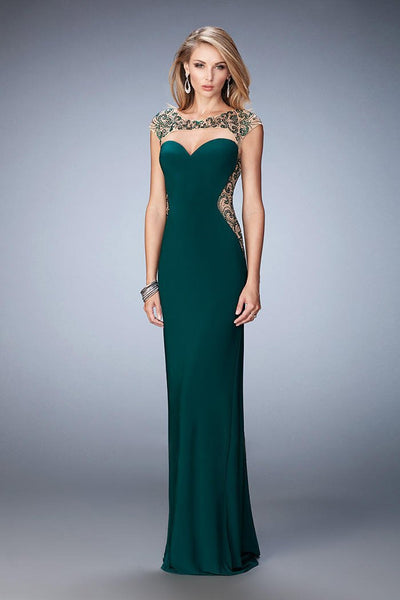 La Femme - 21818 Embellished Bateau Sheath Dress In Green