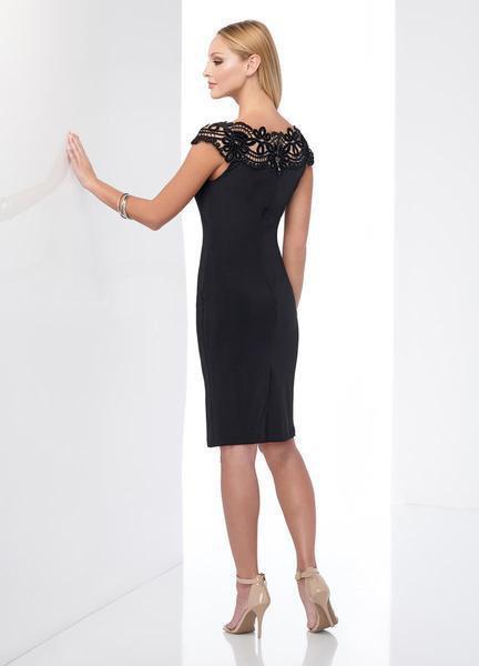 Mon Cheri - Social Occasions by Mon Cheri - Lace Applique Jersey Dress 218814 In Black and Nude