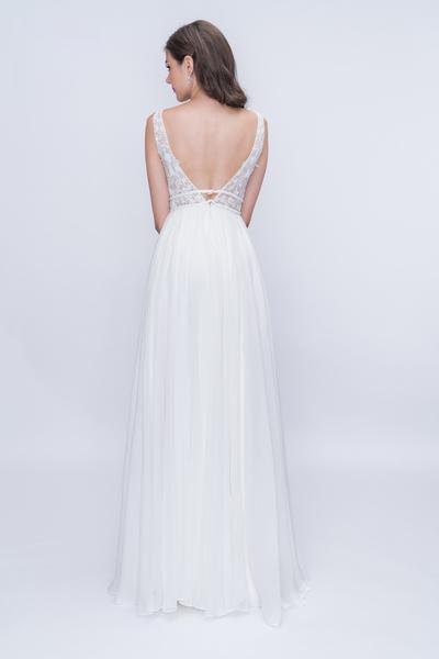 Nina Canacci - 2205 Floral Embroidered Plunging V-Neck Gown In Ivory
