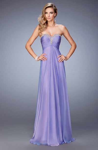 La Femme - 22115 Pleated Sweetheart A-line Dress In Purple