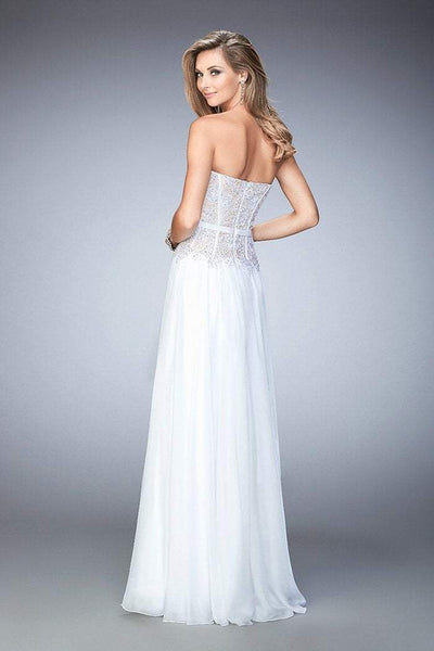 La Femme - 22133 Jeweled Corset Lace Gown In White