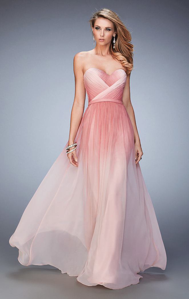 La Femme - 22156 Strapless Sweetheart Ombre Gown In Pink