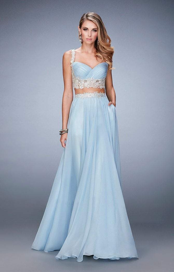 La Femme - 22234 Embellished Sweetheart A-line Dress In Blue