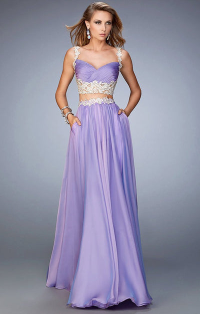 La Femme - 22234 Embellished Sweetheart A-line Dress In Purple