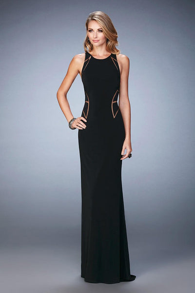 La Femme - 22274 Geometric Jewel Sheath Dress in Black