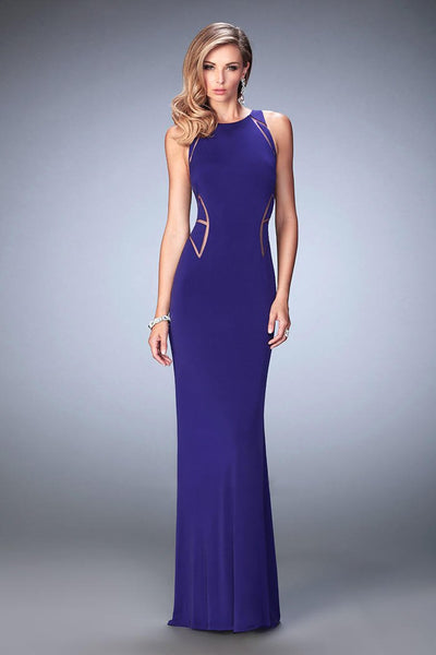 La Femme - 22274 Geometric Jewel Sheath Dress in Purple
