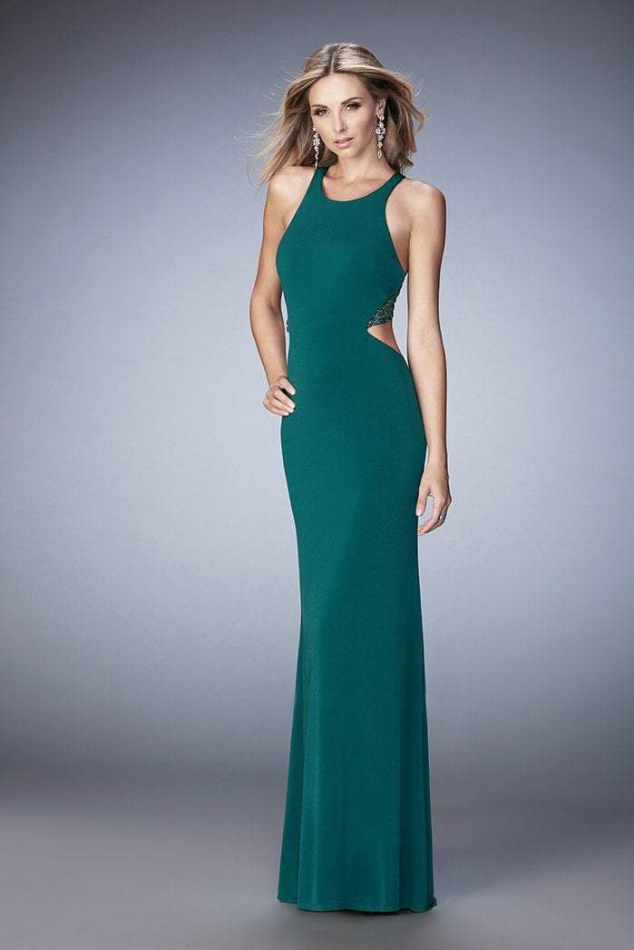 La Femme - 22288 Jeweled Jersey Cutout Gown in Green
