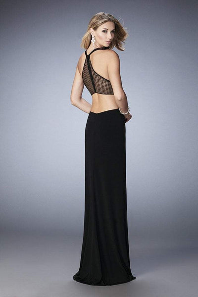 La Femme - 22288 Jeweled Jersey Cutout Gown in Black