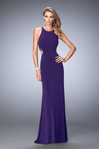 La Femme - 22288 Jeweled Jersey Cutout Gown in Purple