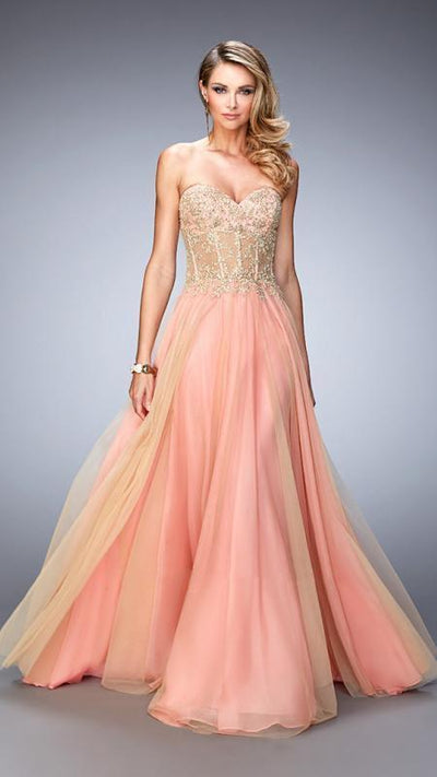 La Femme - Prom Dress 22331 in Orange and Neutral