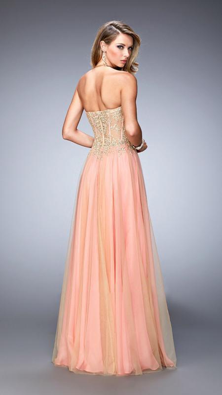 La Femme - Prom Dress 22331 in Orange and Neutral