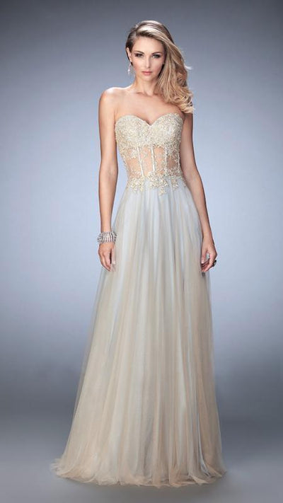 La Femme - Prom Dress 22331 in Silver and Neutral
