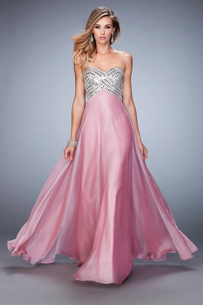 La Femme - 22334 Interweaved Ornate Sweetheart A-line Dress In Pink