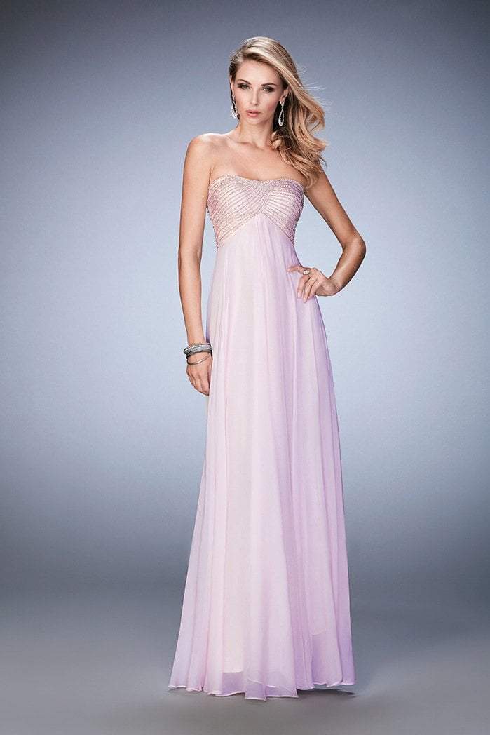 La Femme - 22363 Beaded Detailed Empire Gown In Pink