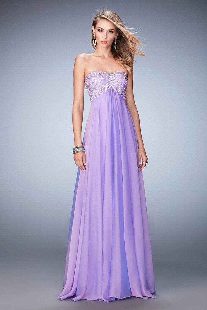 La Femme - 22363 Beaded Detailed Empire Gown In Purple