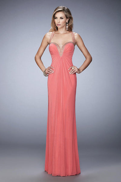 La Femme - 22374 Embellished Sweetheart Sheath Dress In Pink