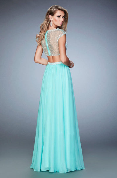 La Femme - 22387 Two Piece Illusion Jewel A-line Dress In Green