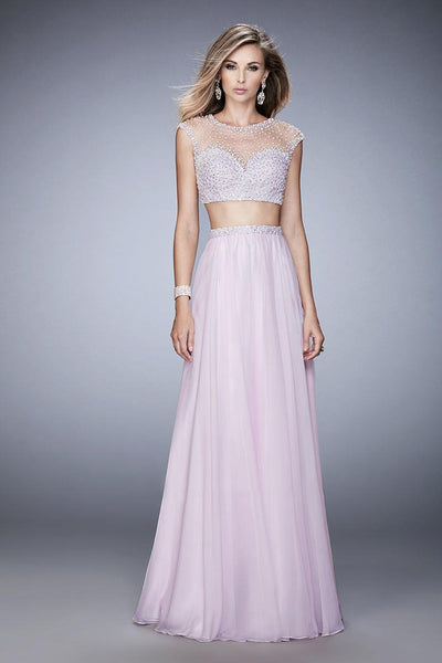 La Femme - 22387 Two Piece Illusion Jewel A-line Dress In Pink
