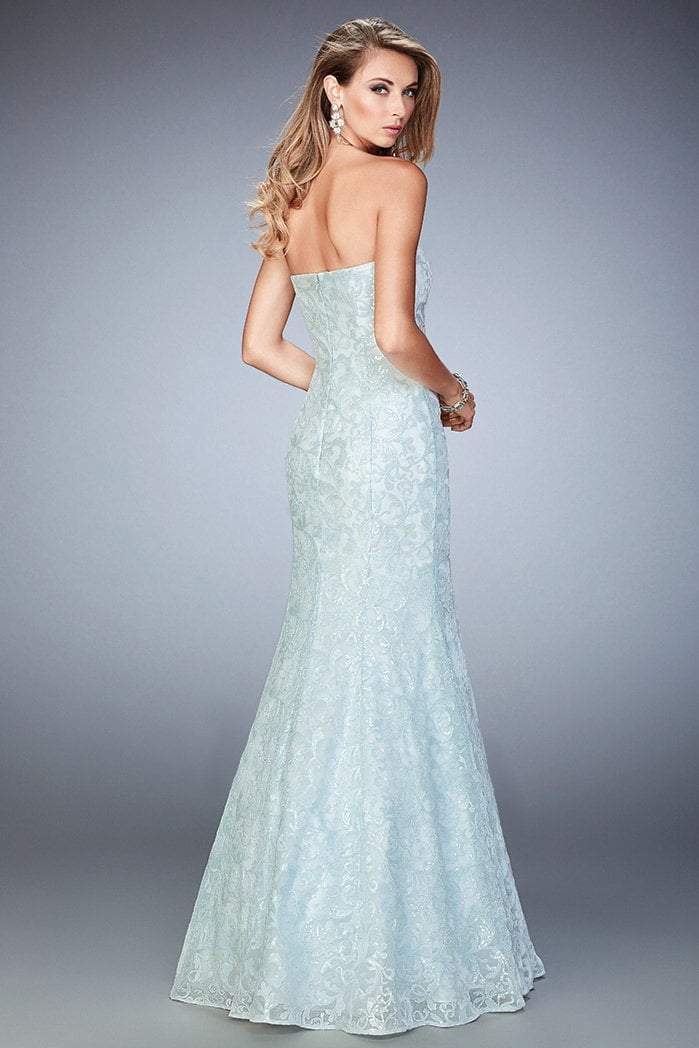 La Femme - 22431 Sequined Lace Mermaid Dress in Blue