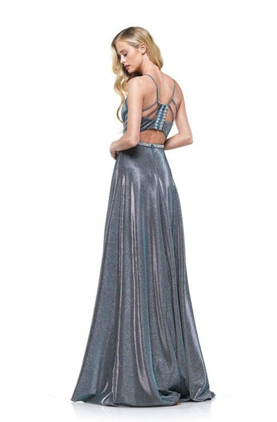 Colors Dress - 2247 Scoop A-Line Evening Gown In Gray and Multi-Color